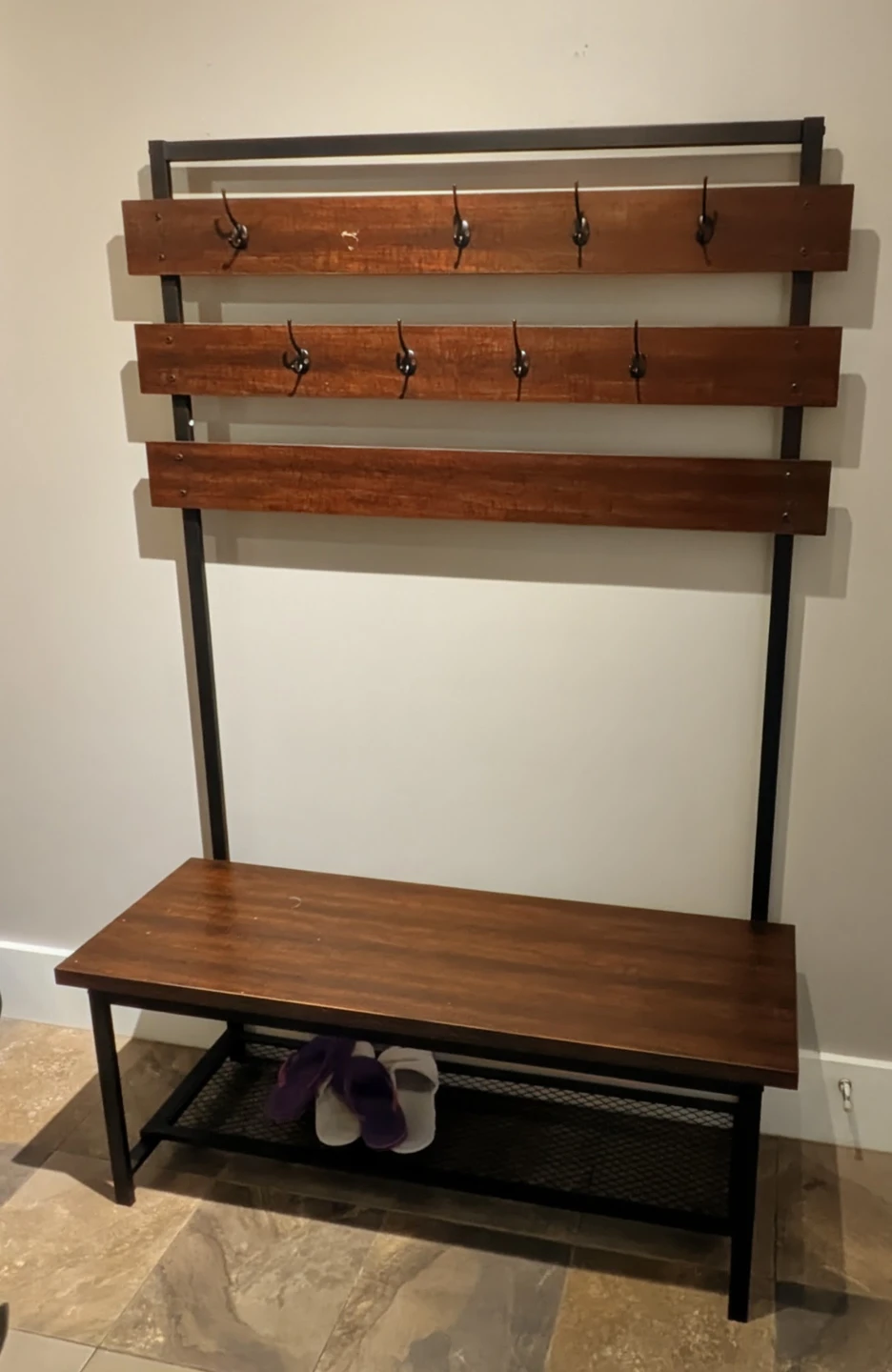 Entryway Bench with Hooks - photo 3