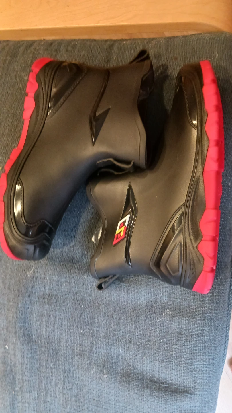 Black & Red Rubber Rain Boots