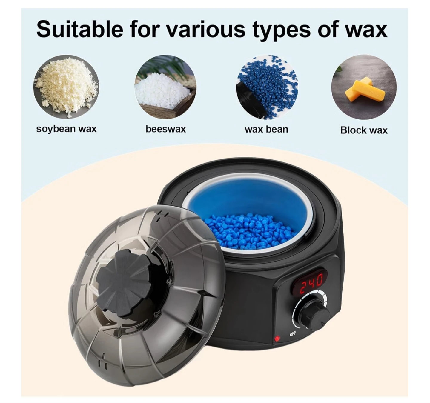 Wax Warmer Kit with 30 Spatulas and 400g Hard Wax Beans - photo 5