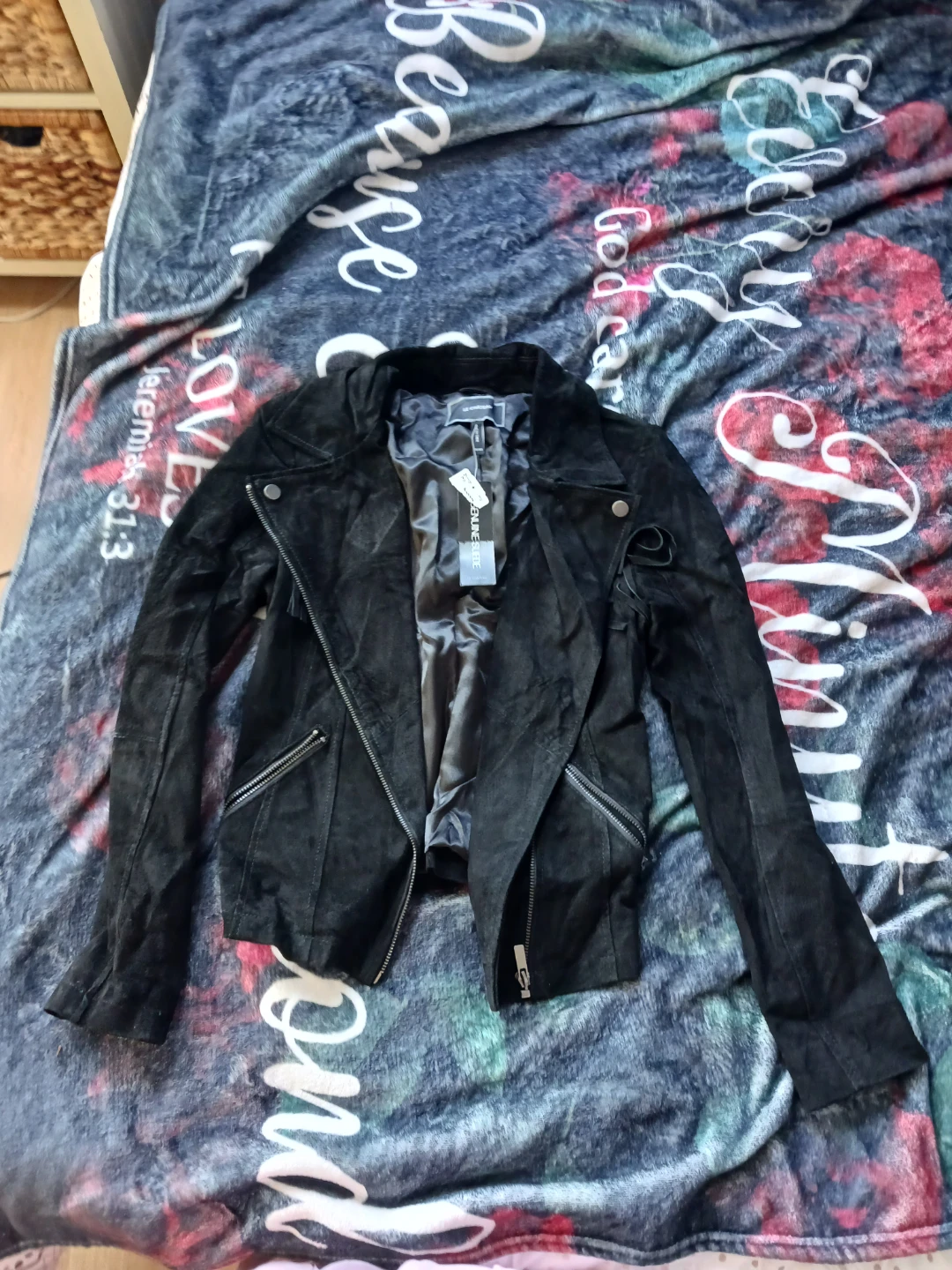 Black Genuine Suede Moto Jacket