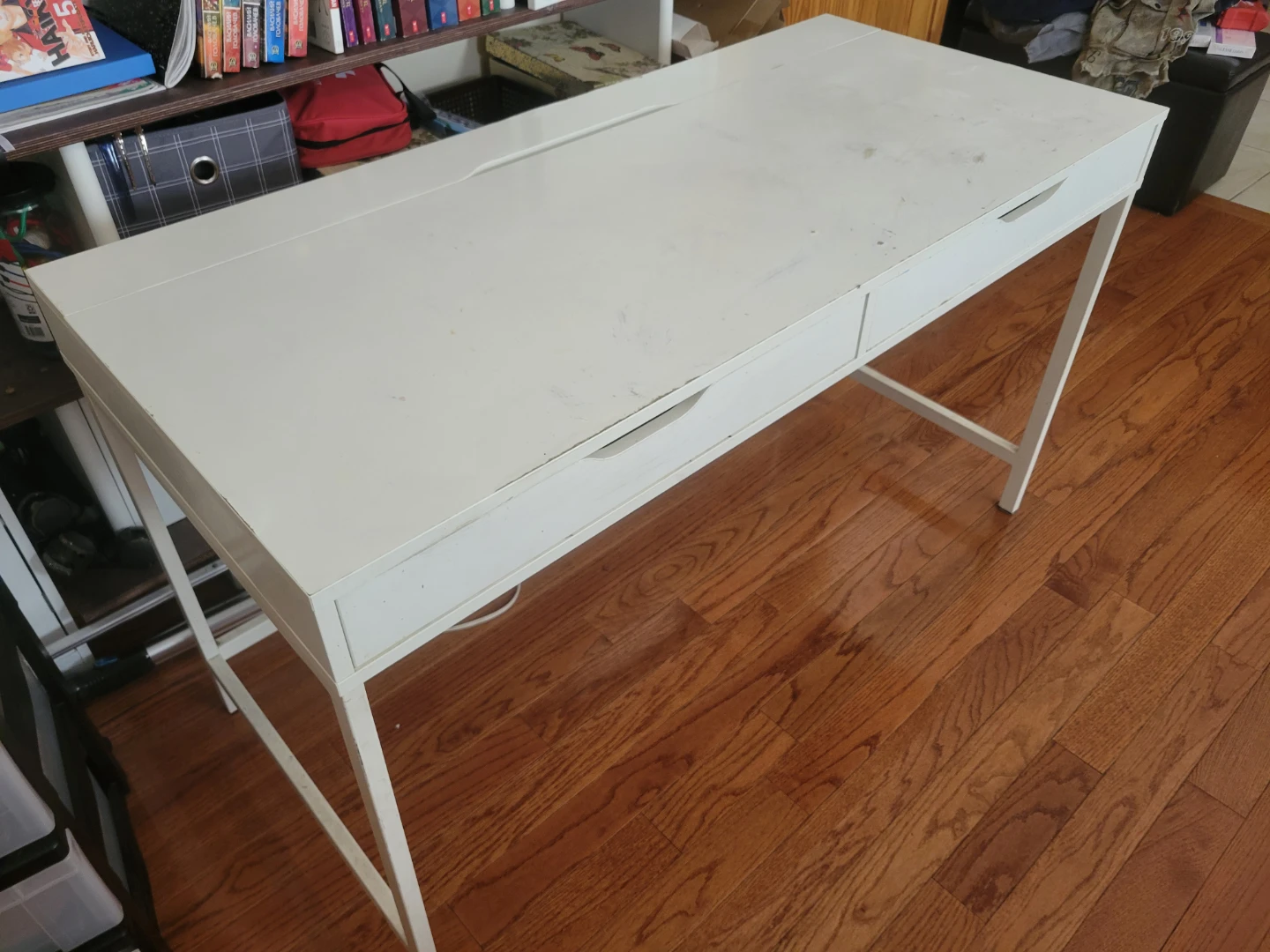 Big White Writing Desk with Two Drawers