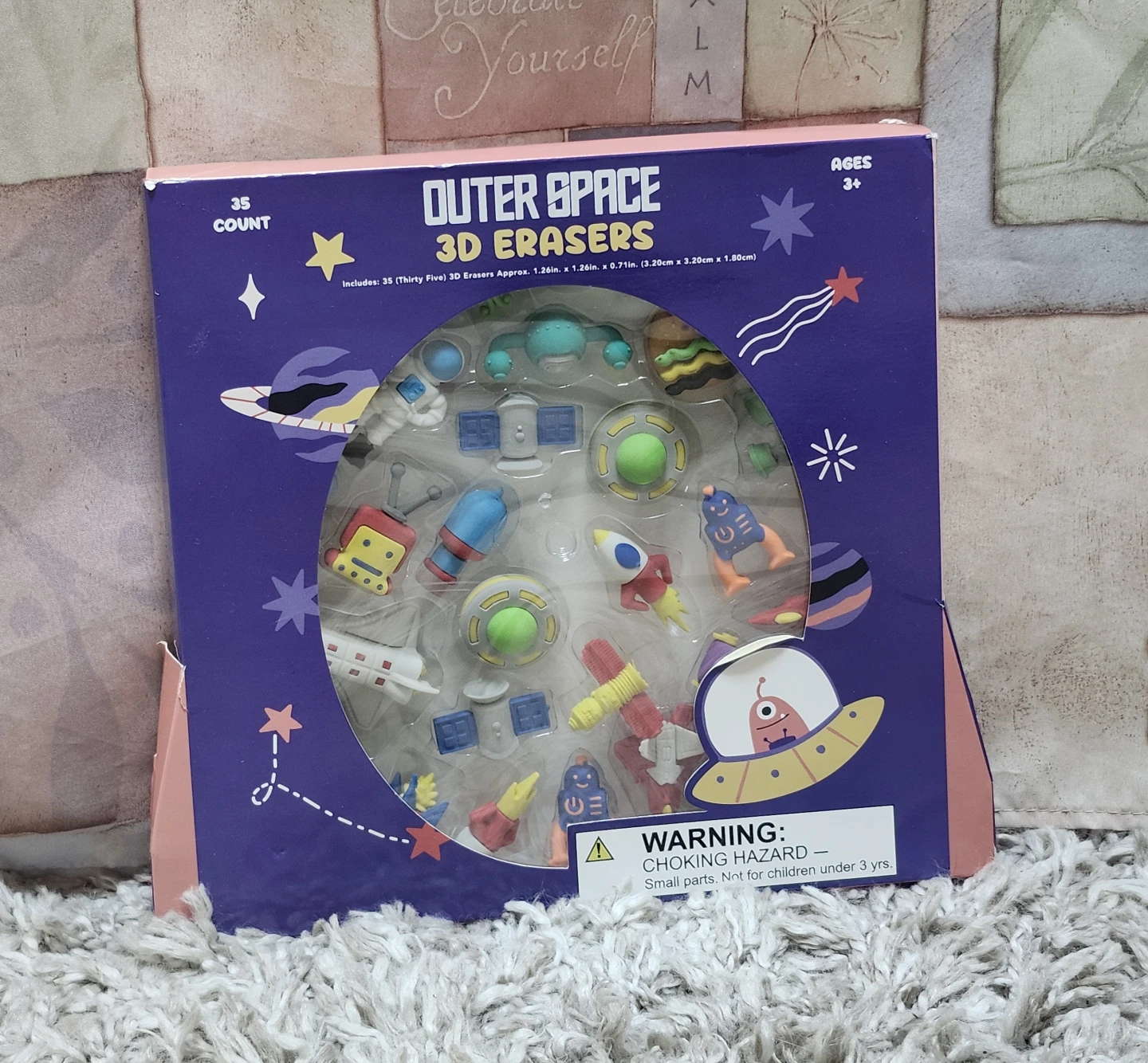 🌌 Outer 👨‍🚀 Space 🚀 3D 🛰 Erasers ☄️- 35 Count