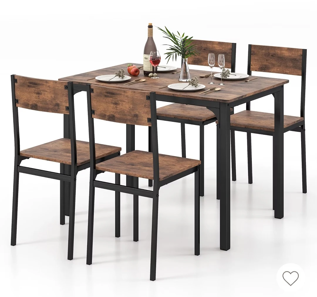 5-Piece Dining Table Set (Table + 4 Chairs) – $120