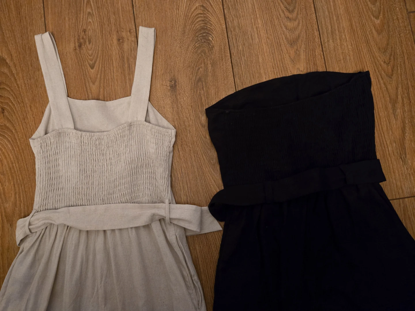 Linen Belted Jumpsuits - Black and Beige - photo 3