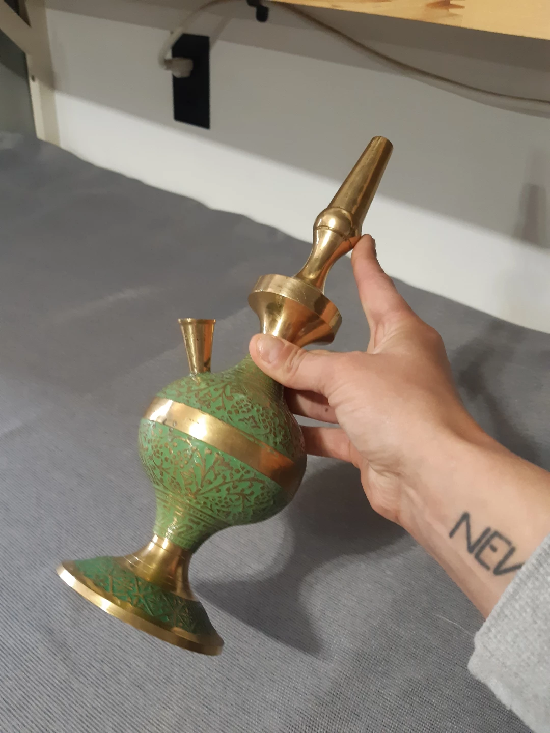 Vintage Enameled Brass Hookah - photo 4