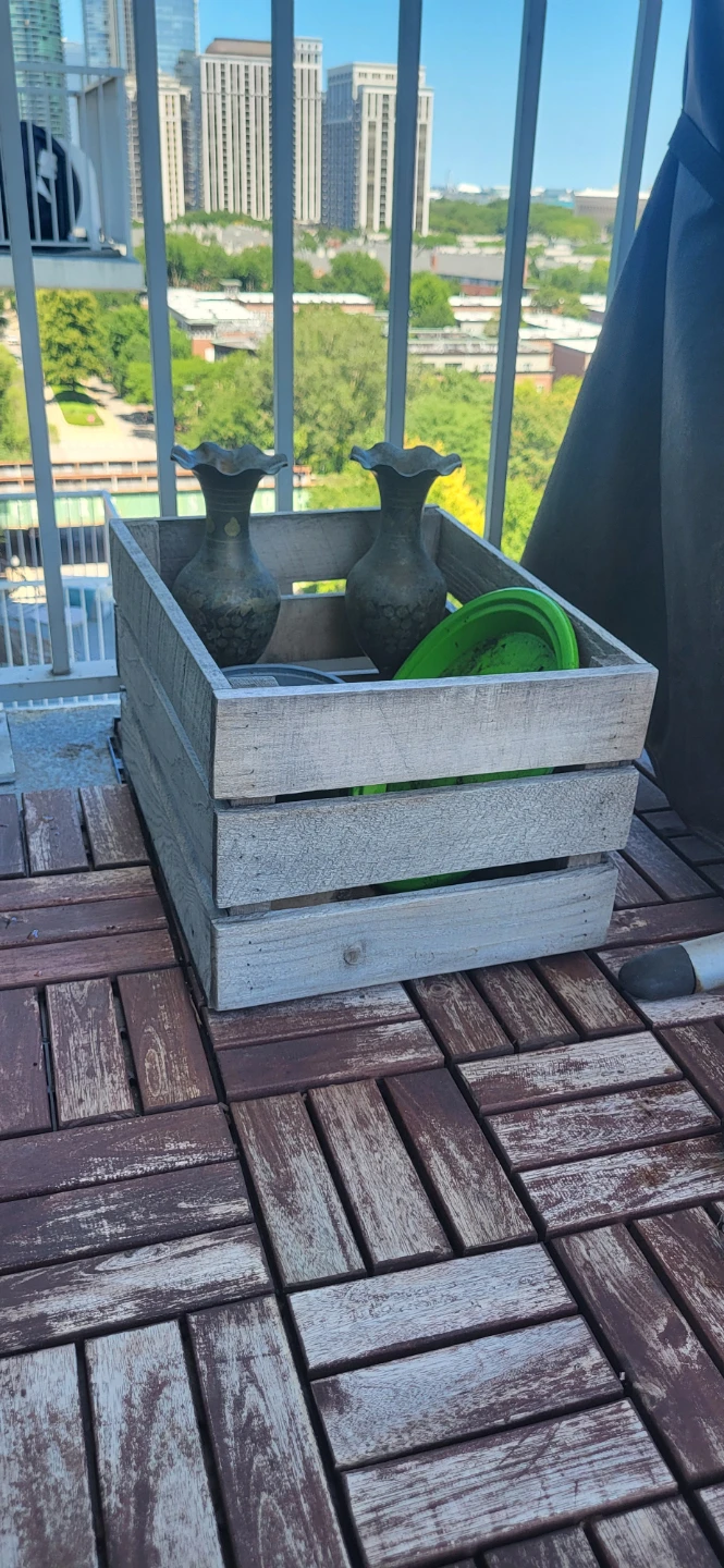 Wooden Crate with Planters and Vases
