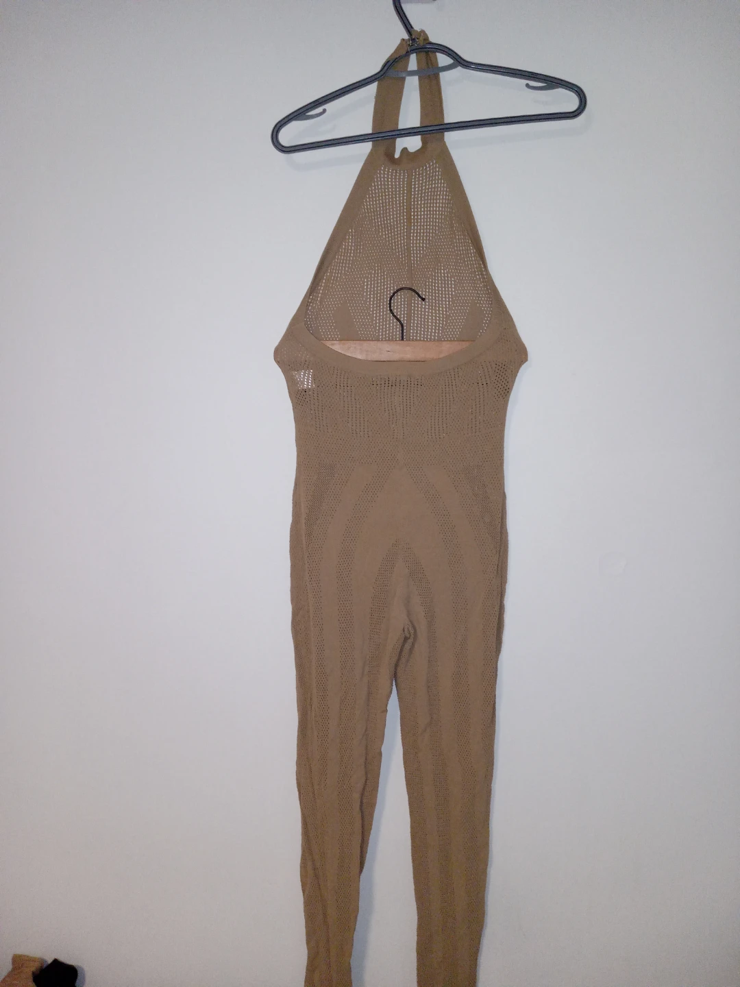Fashion Nova Camel Knit Halter Jumpsuit - Size L - photo 2