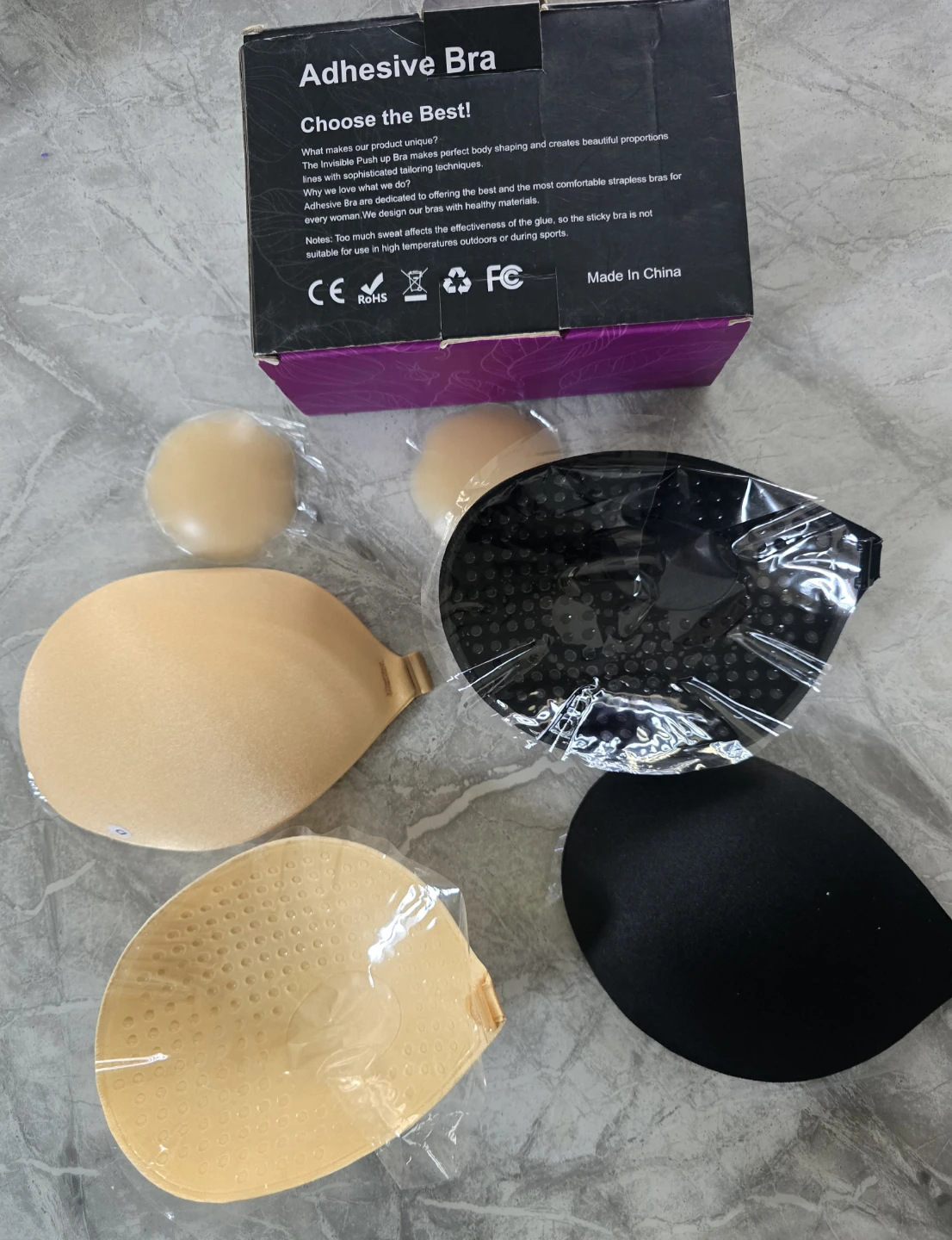 Size D- Adhesive Push Up Bra black & Beige New - photo 2