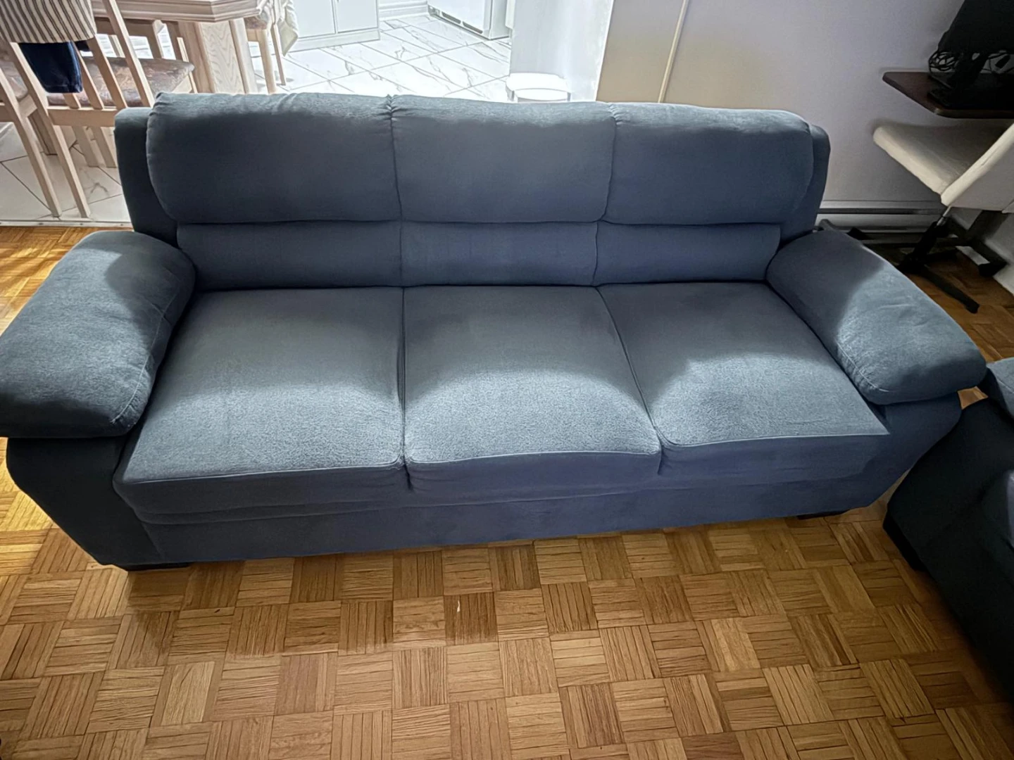 Grey Fabric Loveseat Sofa