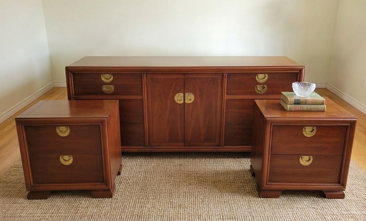 Vintage Kroehler Asian Modern 3-Piece Bedroom Set –