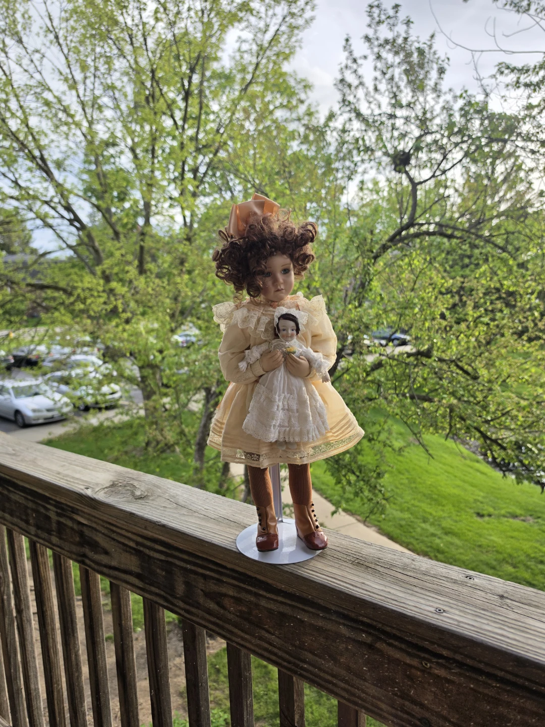 Vintage Porcelain Doll Holding Baby Doll