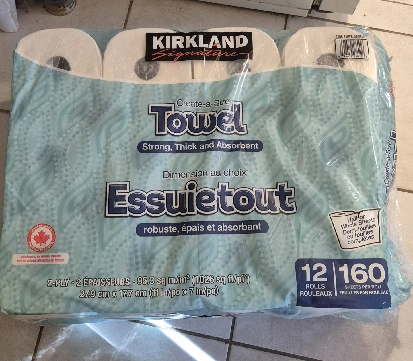 Kirkland Signature Create-a-Size Towels - 12 Rolls