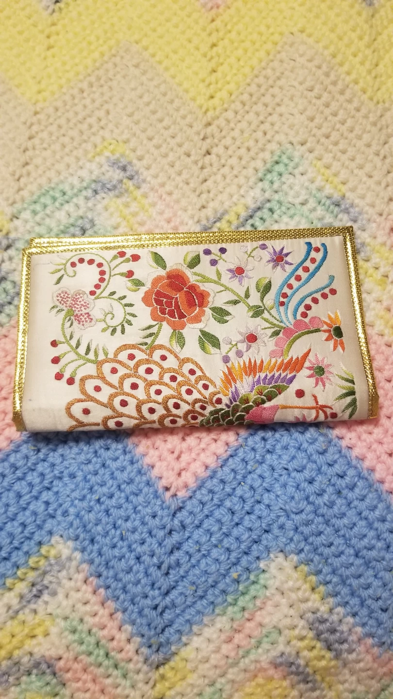 Silk Embroidered Peacock Clutch Wallet - photo 3