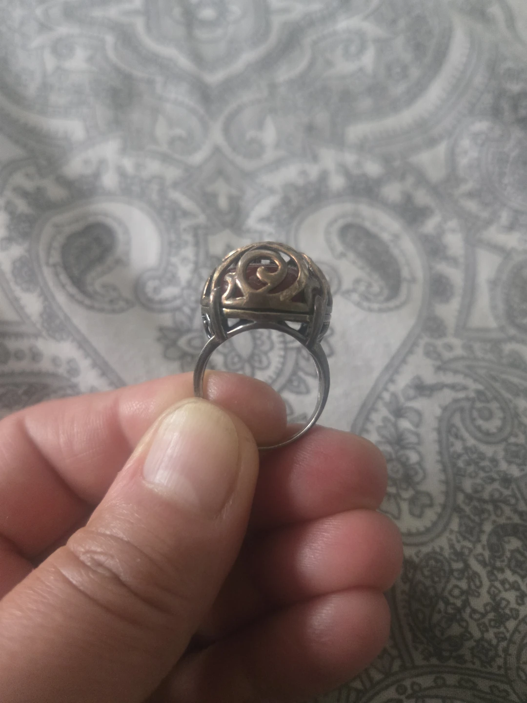 Antique Ornate Ring with Rose Design and carnelian stone - photo 2