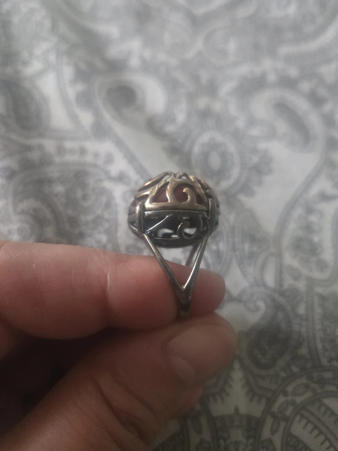 Antique Ornate Ring with Rose Design and carnelian stone - photo 3