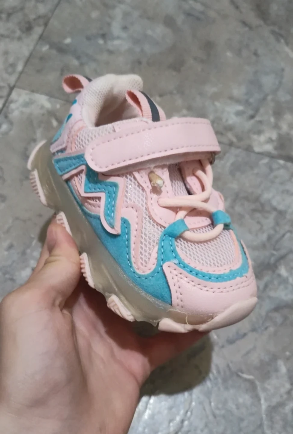 Pink and teal kids' sneakers - photo 3