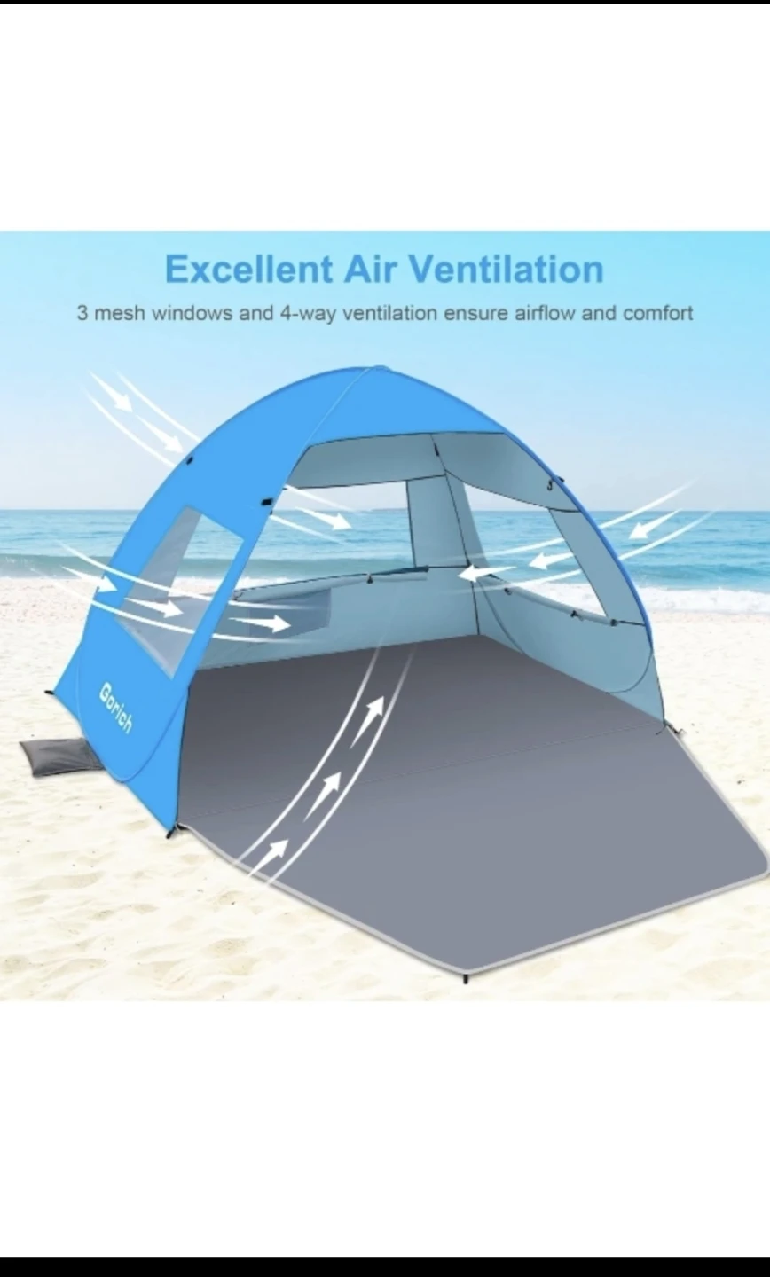 New Gorich Easy Pop Up Beach Tent for 3-4 Person, - photo 5