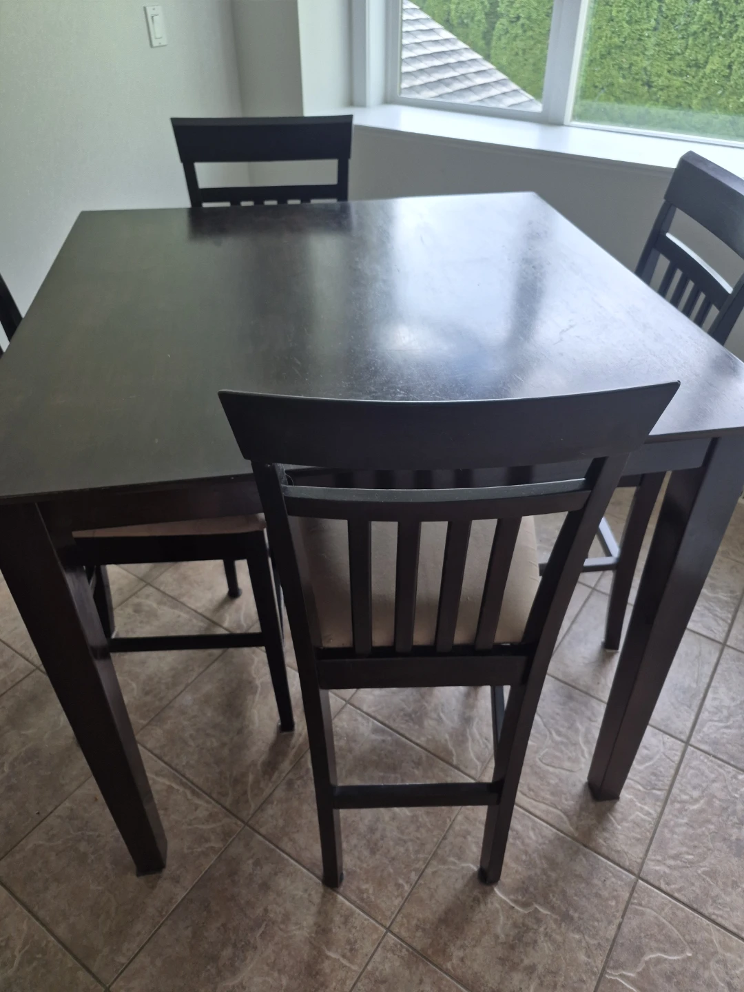 Dark Wood Dining Table Set with 4 Chairs - photo 2