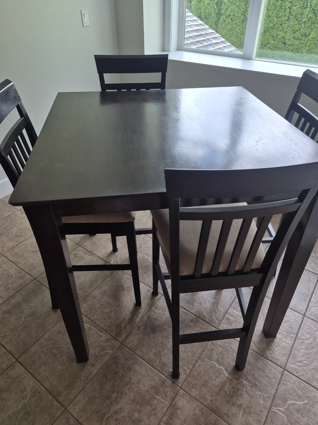 Dark Wood Dining Table Set with 4 Chairs - photo 5