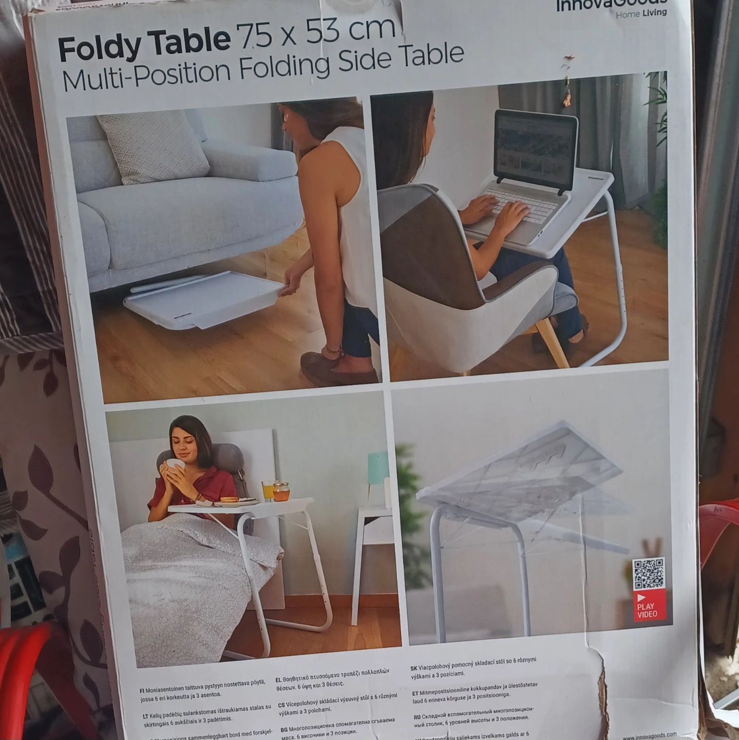 InnovaGoods Foldy Table Multi-Position Folding Side Table - photo 2
