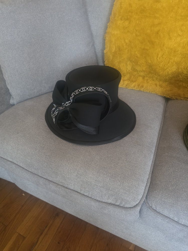 Black Divine Hat with Beaded Embellishment