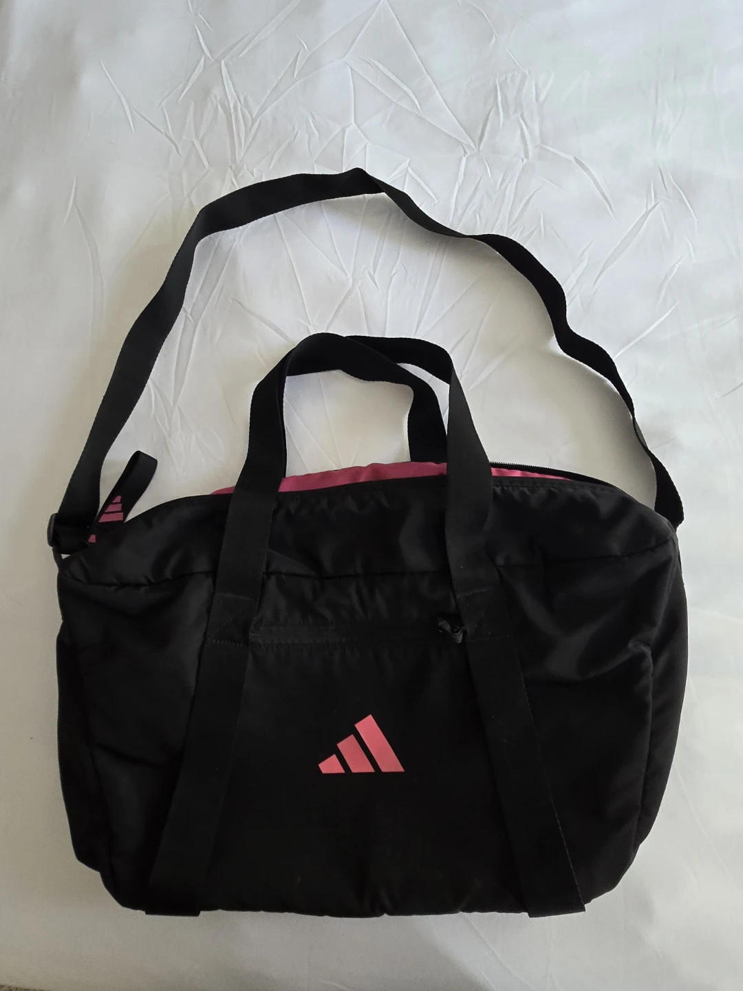 Adidas Black Duffle Bag with Pink Accents