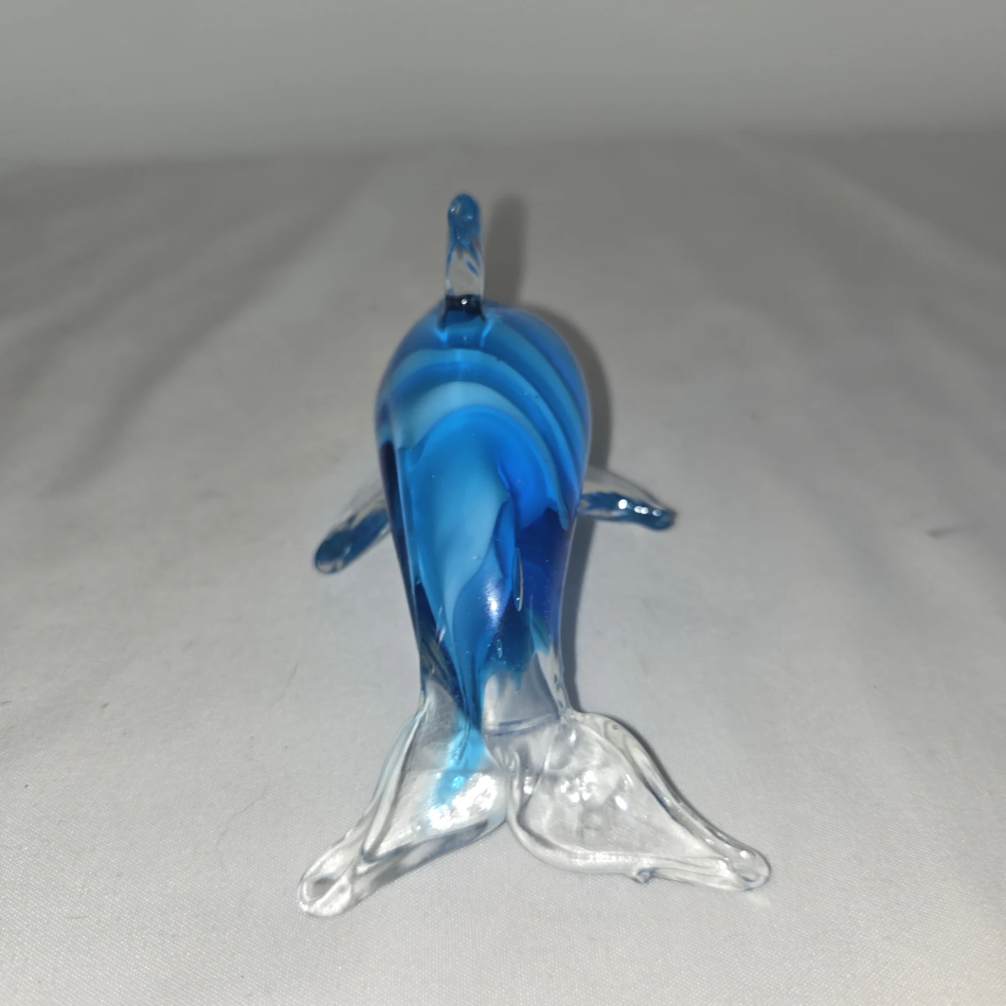 Glass Dolphin Figurine, Blue Swirl handblown glass - photo 3