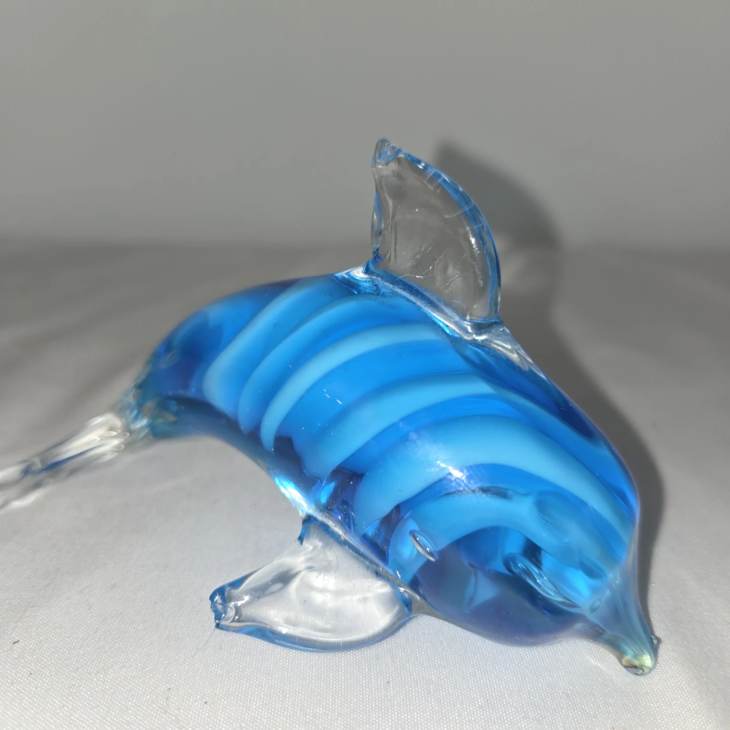 Glass Dolphin Figurine, Blue Swirl handblown glass - photo 4
