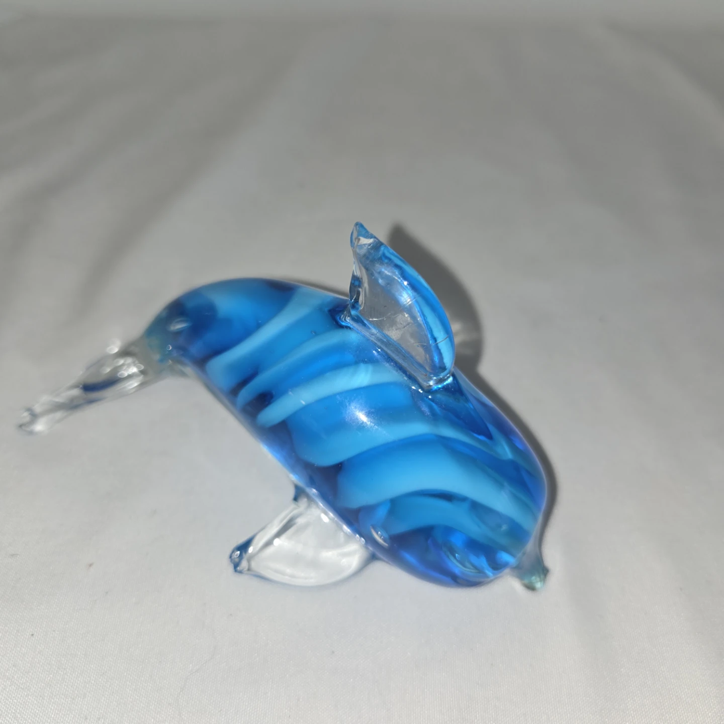 Glass Dolphin Figurine, Blue Swirl handblown glass - photo 5
