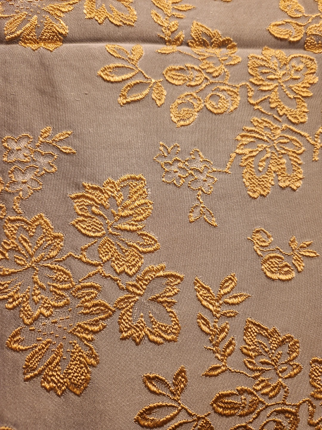 Decorative Bedspread with Gold Floral Embroidery and Fringe - photo 2