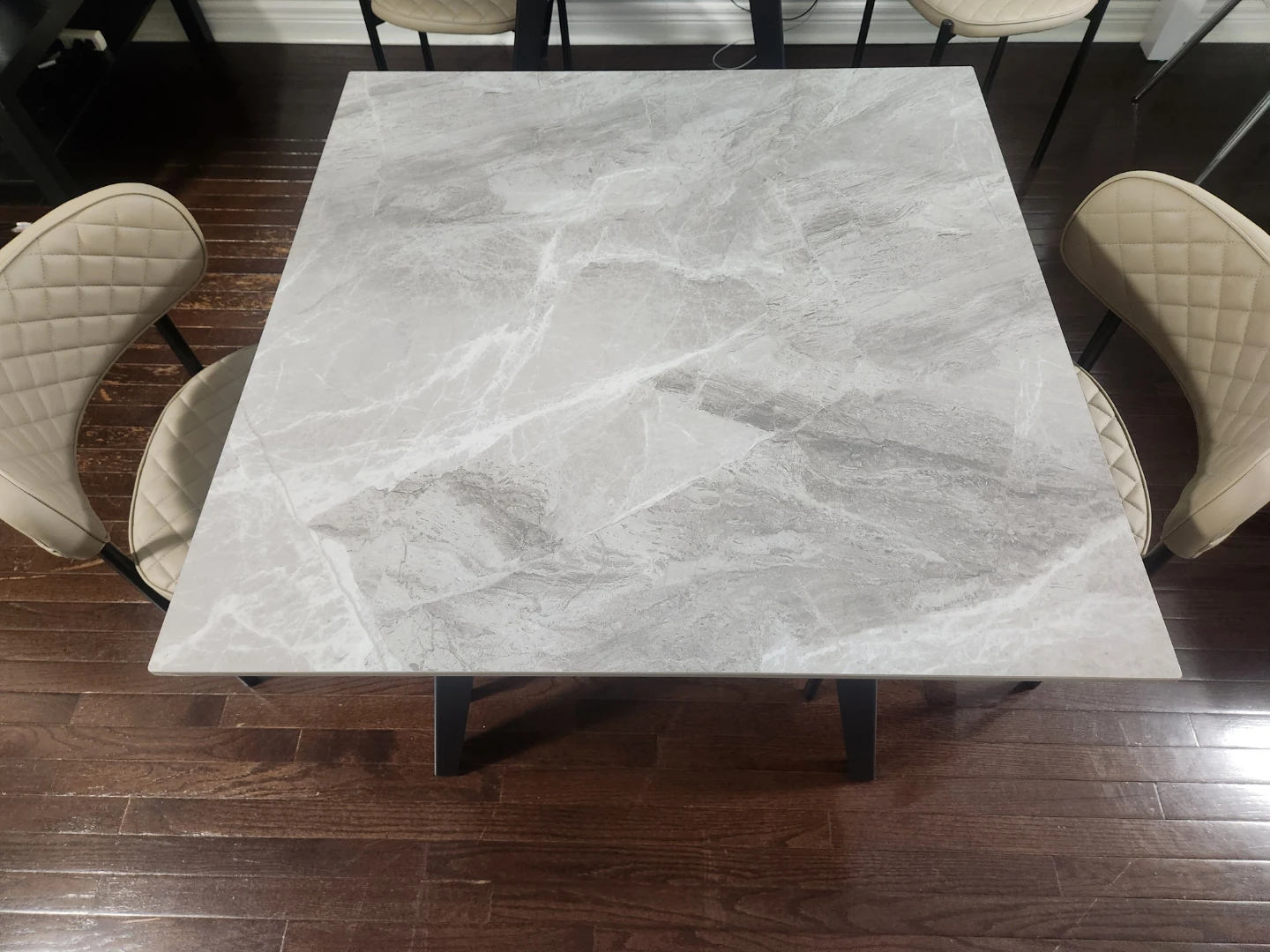 Modern Dining Table with Marble-Look Top - photo 2