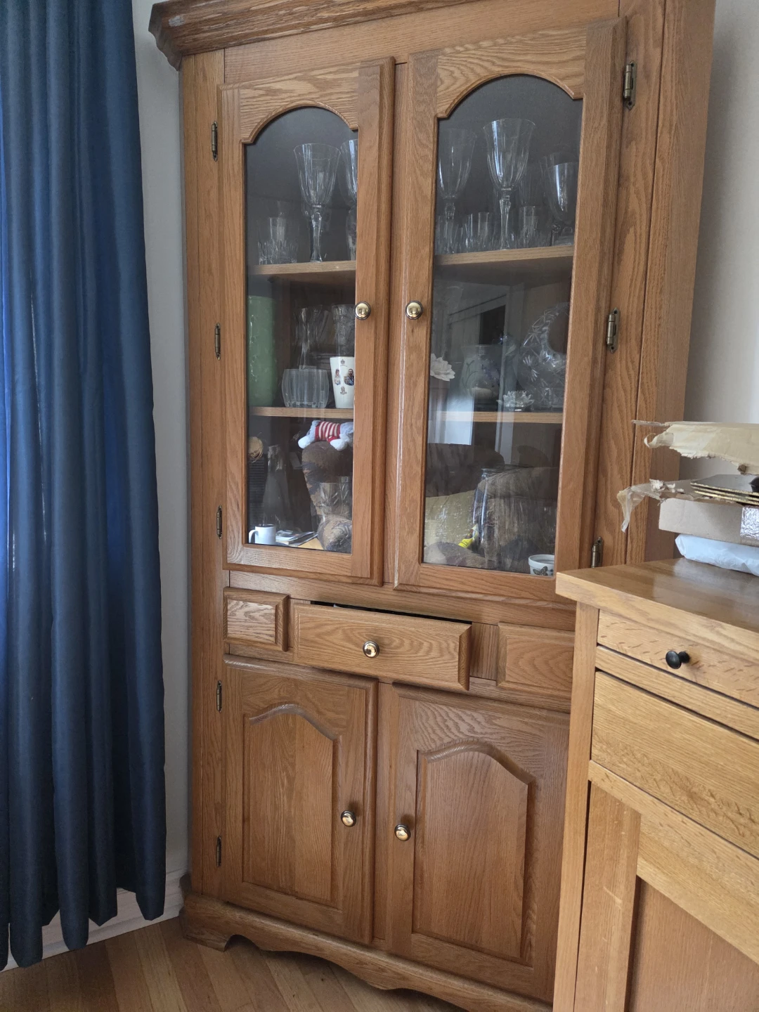 Solid Wood China Cabinet with Glass Doors