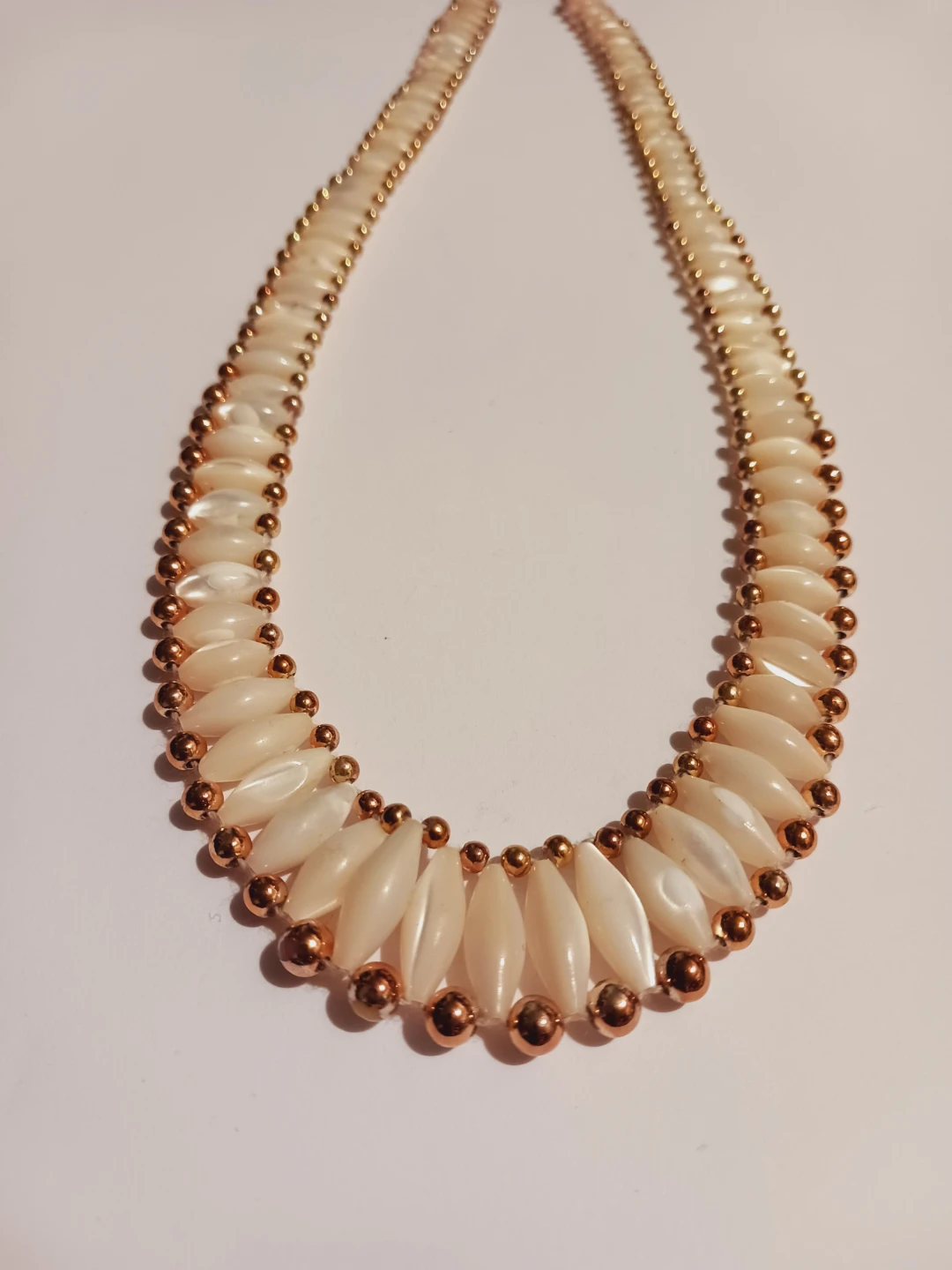 Mother of Pearl &  Rose gold beads statement necklace - photo 3