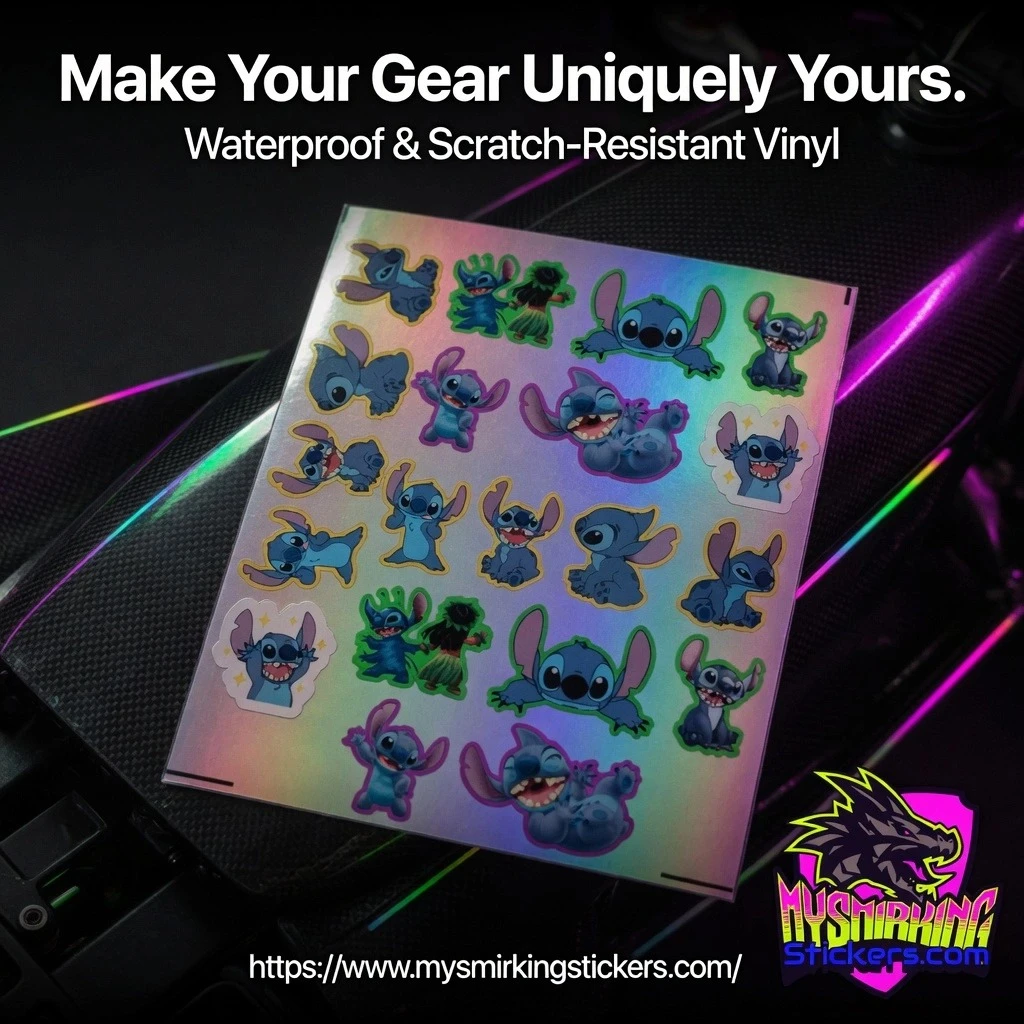 Waterproof Stitch Stickers | Holographic Vinyl Decal Sheets
