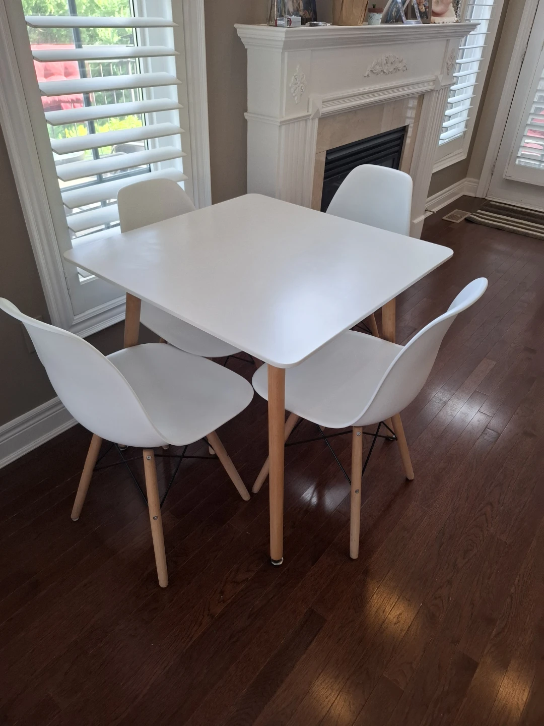 White Dining Set with 4 Chairs