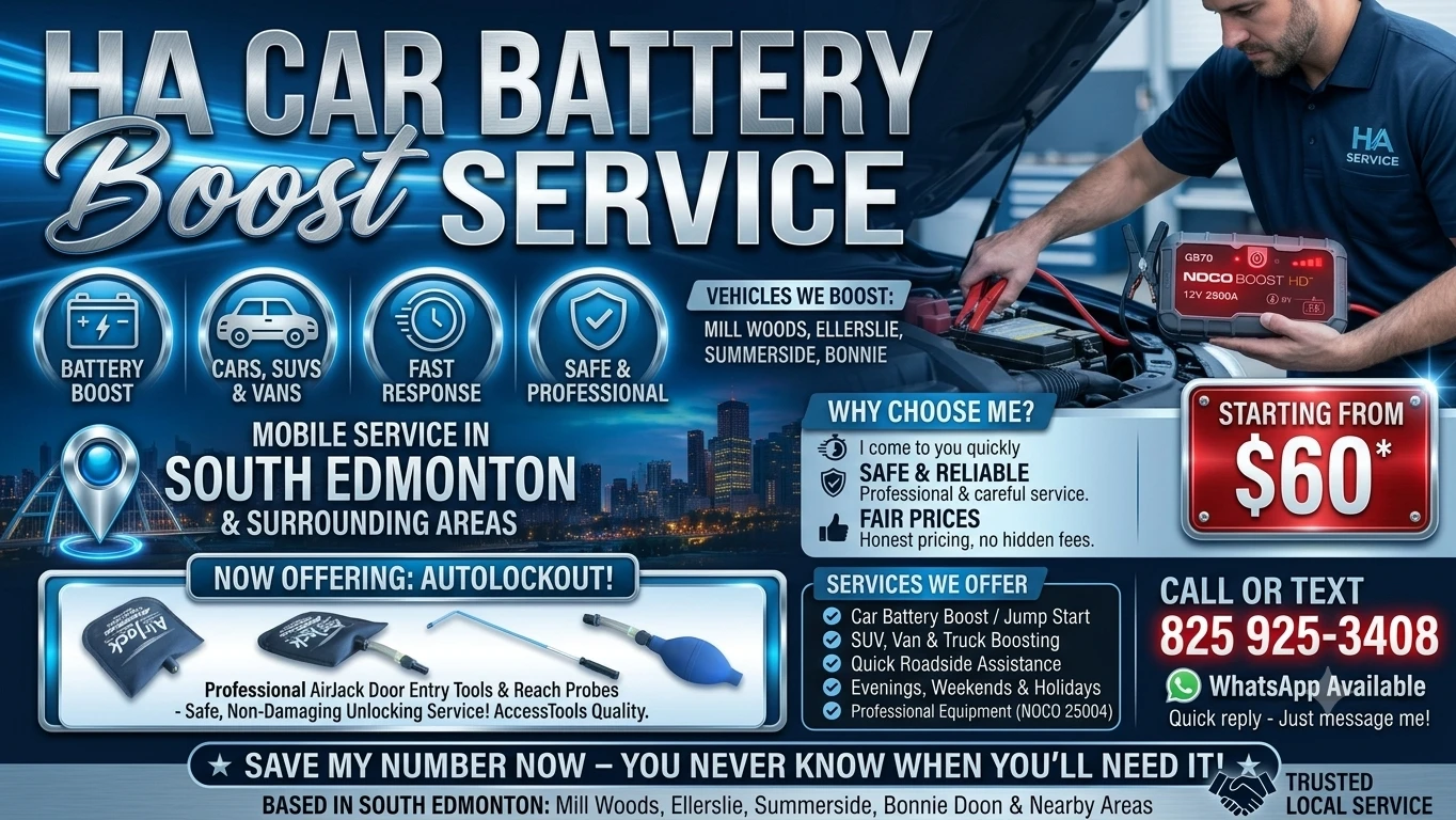 HA Car Battery Boost Service Mobile South Edmonton