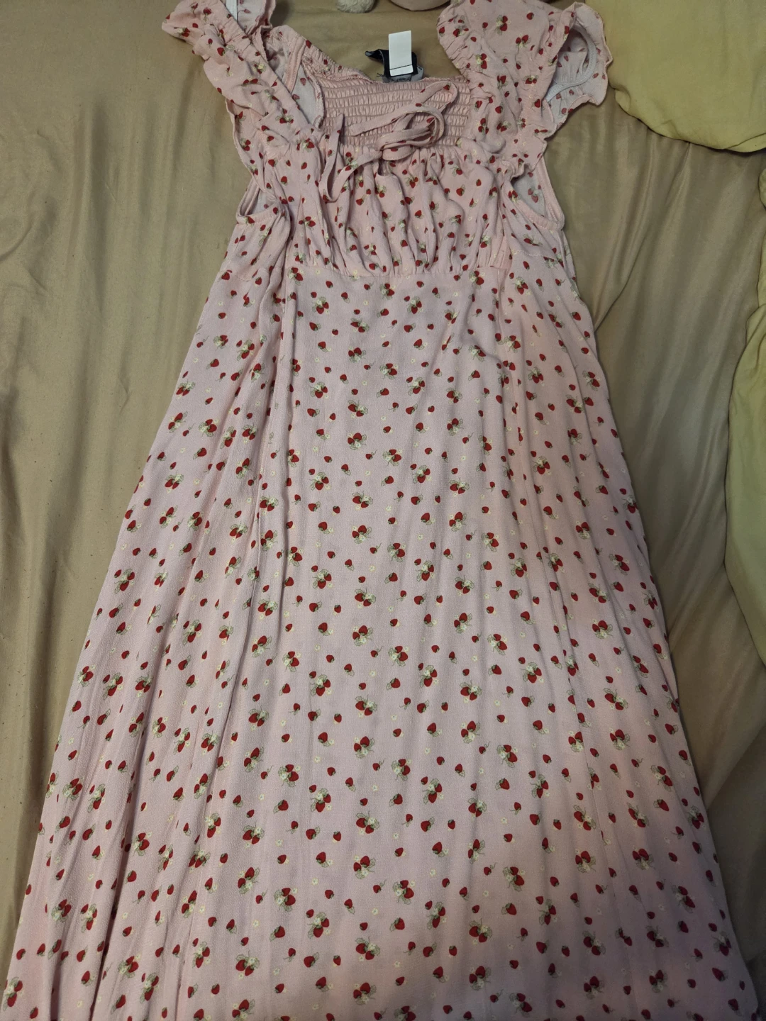 Pink Strawberry Print Maxi Dress