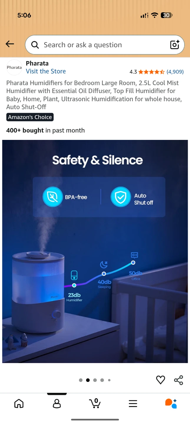 Pharata 2.5L Cool Mist Humidifier with Essential Oil Diffuser - photo 5