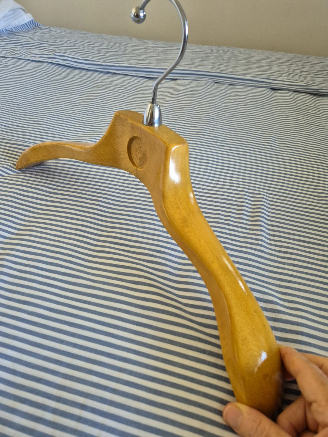 Vintage Wood Clothes Hanger: Solid Maple Hardwood, Thick, Smooth