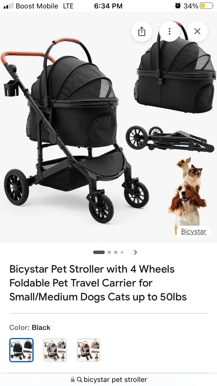 Bicystar Pet Stroller for Small/Medium Dogs Cats - photo 3