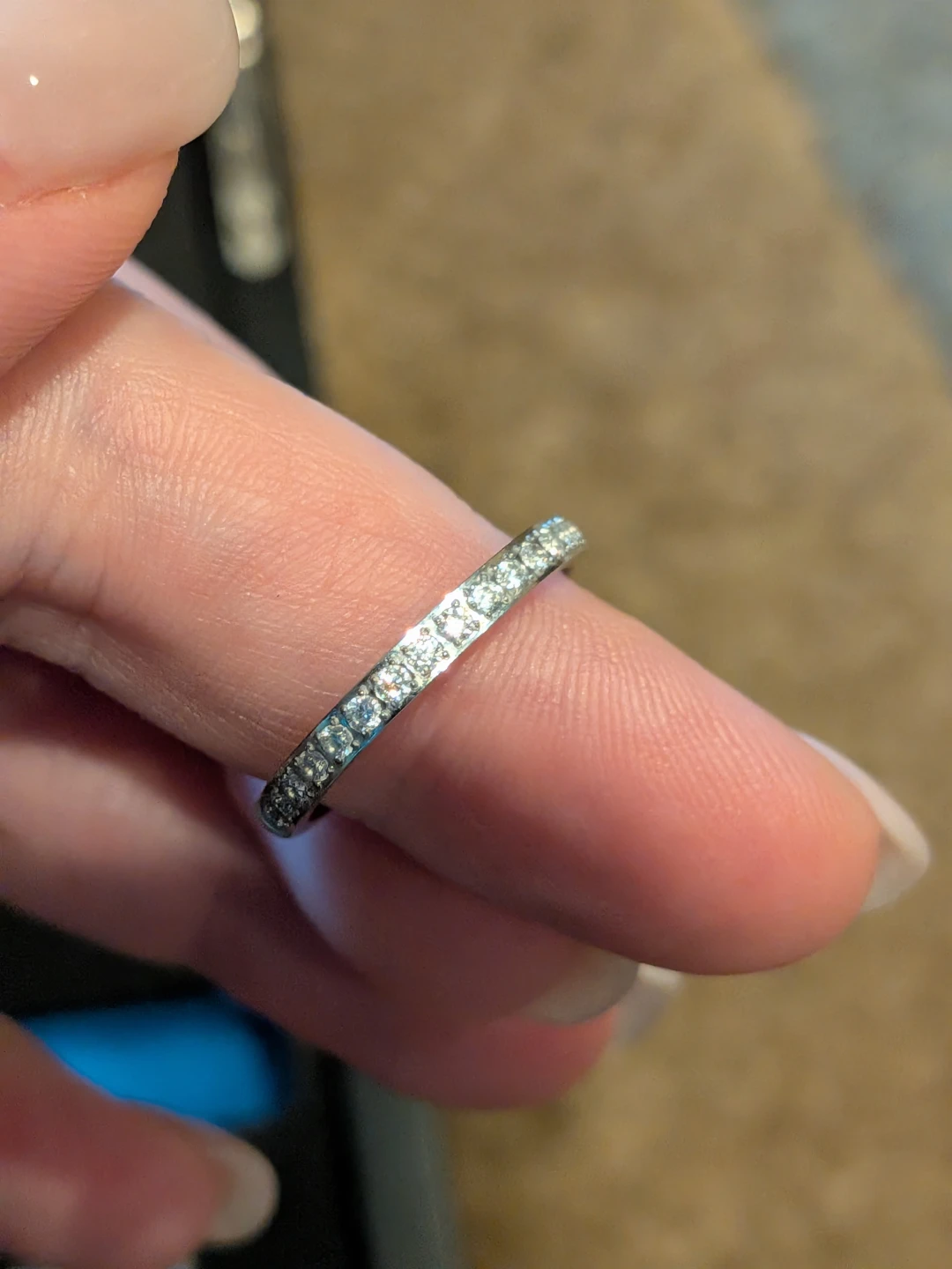 Size 5 Titanium Half Eternity Band with CZ Stones
