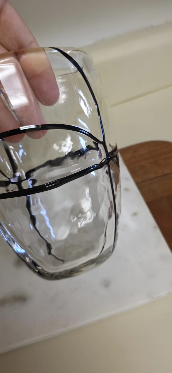 Clear Glass Tumbler with Black Line Design - photo 3