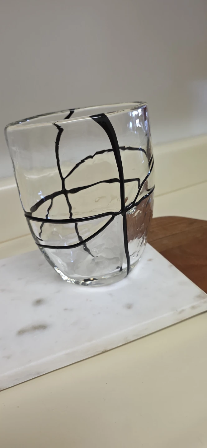 Clear Glass Tumbler with Black Line Design - photo 4
