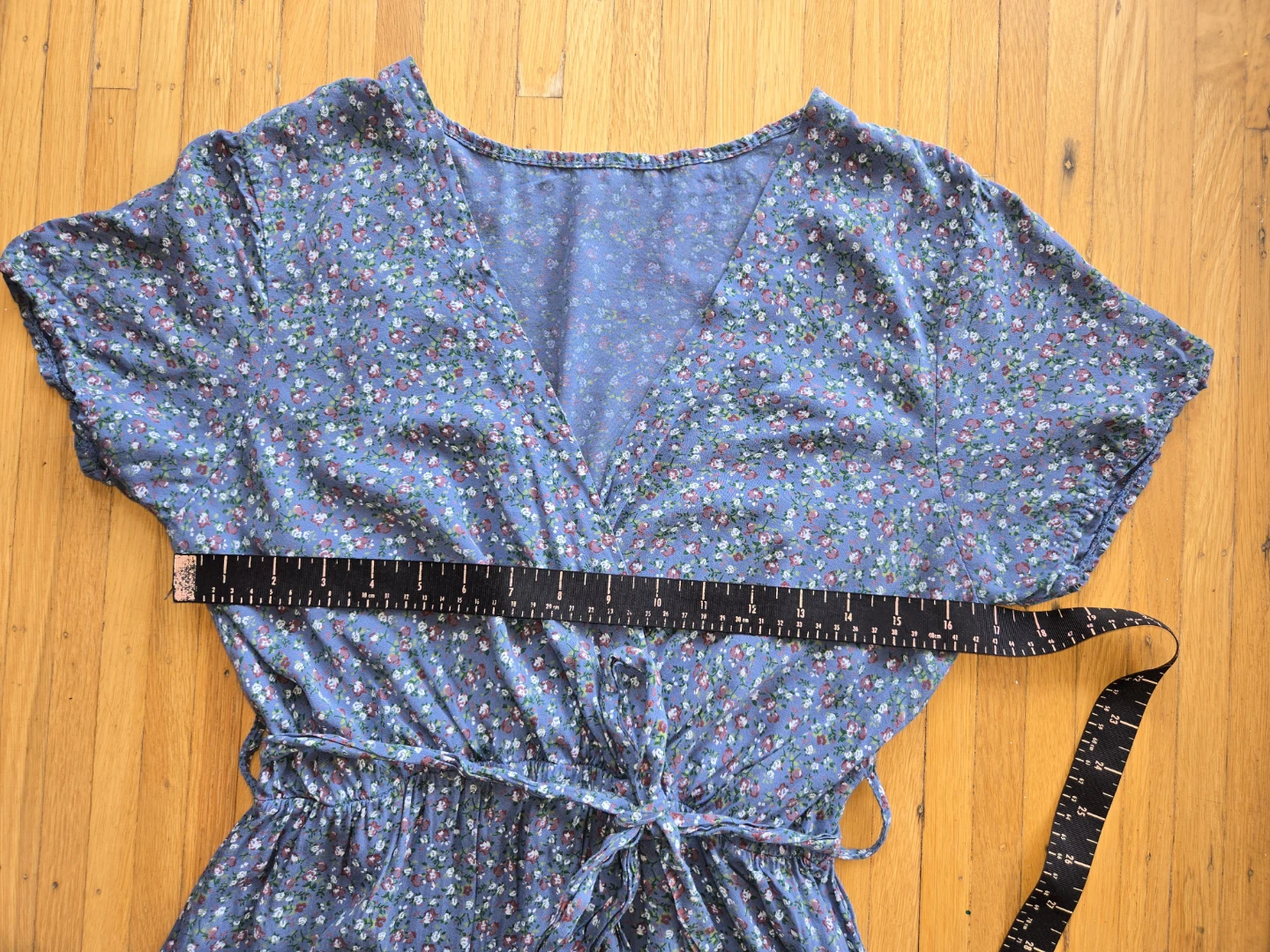 Blue Floral Print Wrap Dress - photo 2