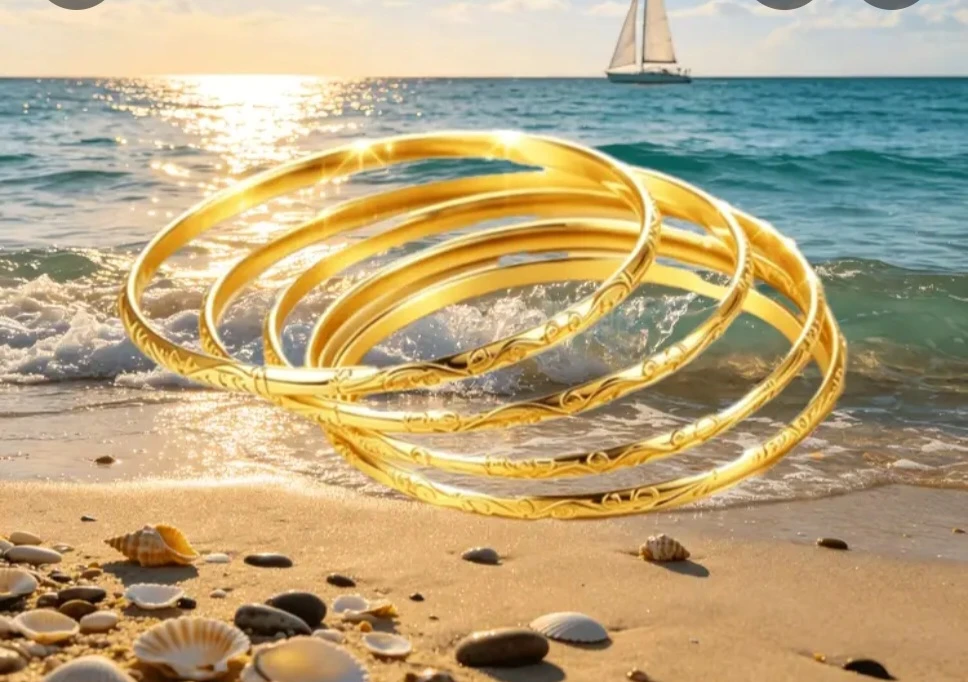 Xinke 5 Piece 18K Gold Plated Stainless Steel Bangle Set