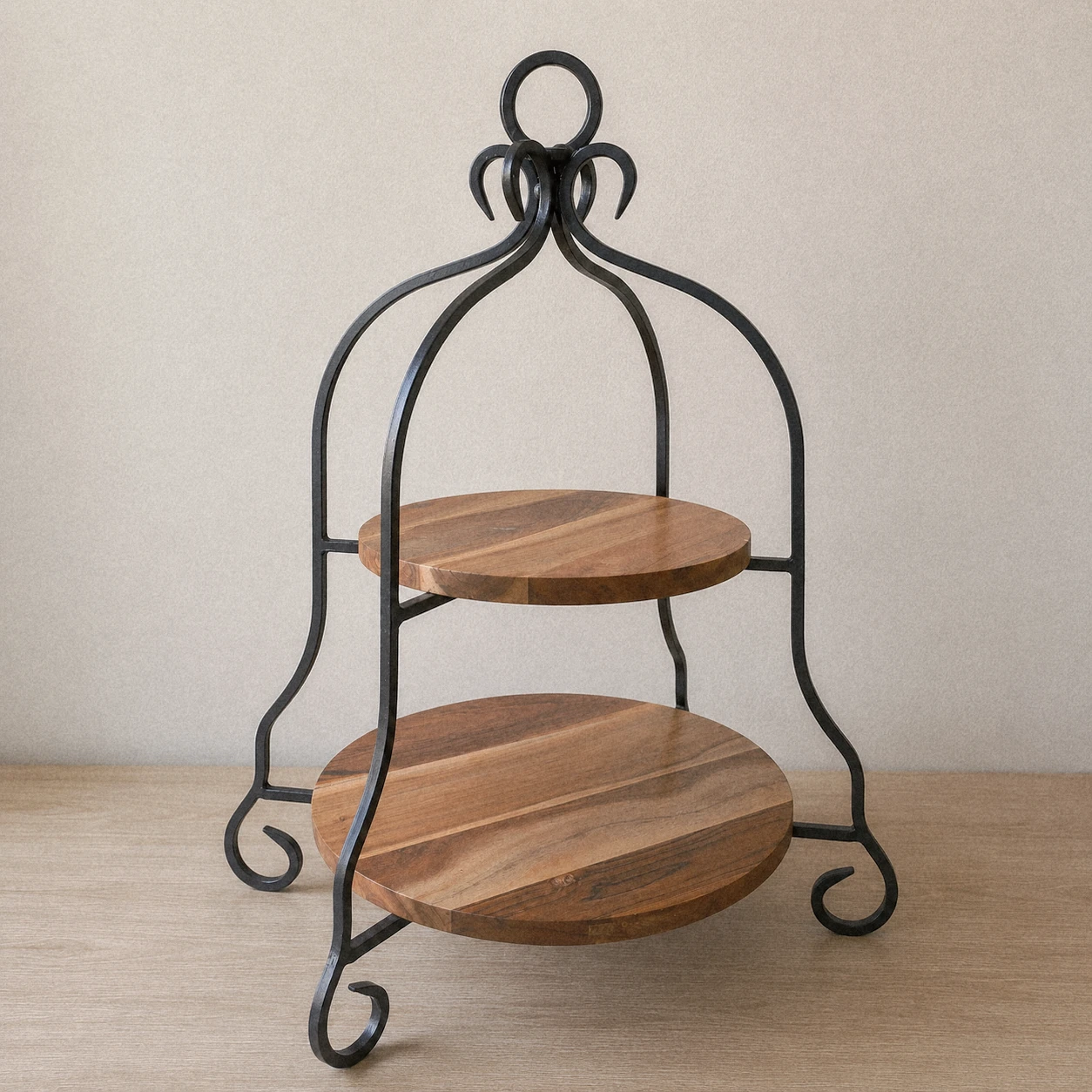 HomeSense Two-Tier Wooden Serving Stand