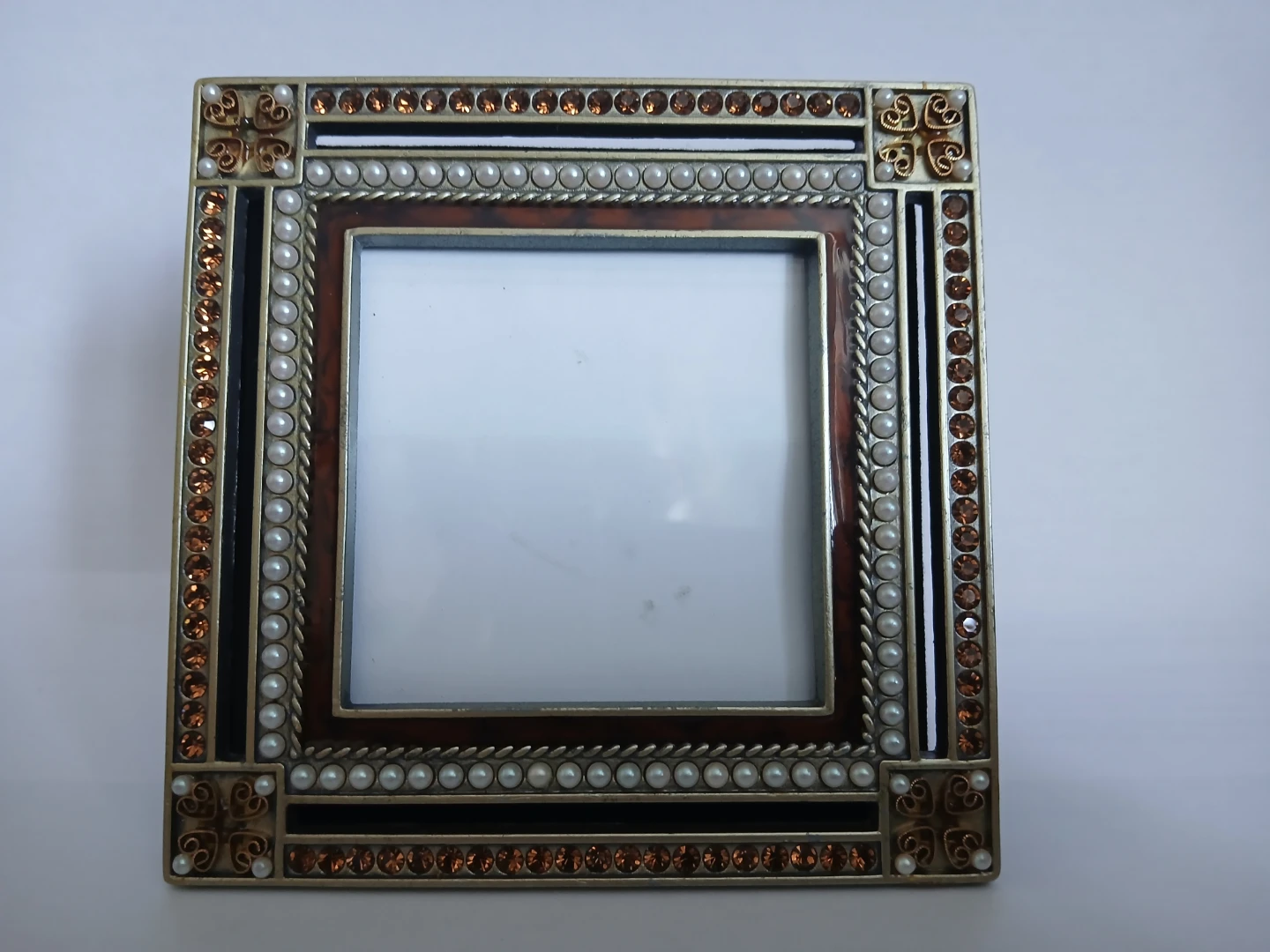 Decorative Photo Frame with Faux Pearls and Gems
