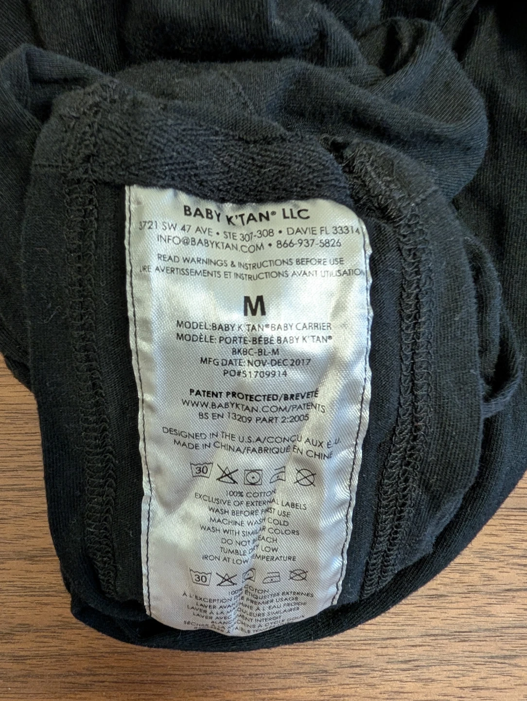 Baby K'tan Baby Carrier - Black - Size M - photo 3