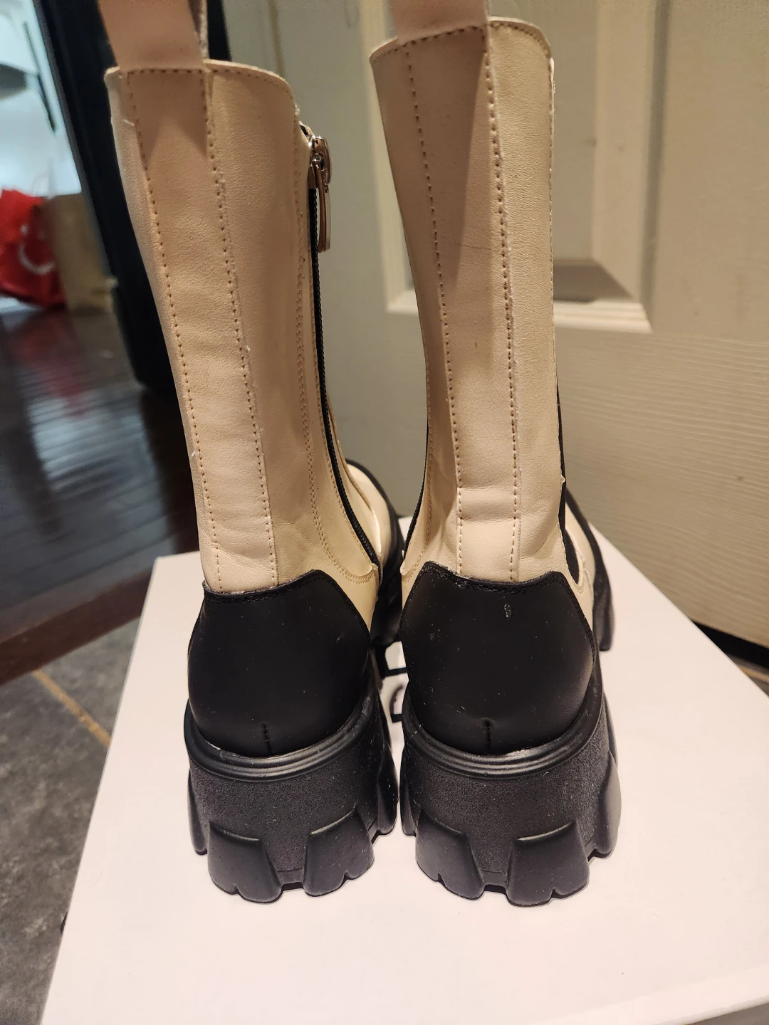 Cream and Black Combat Boots - photo 4