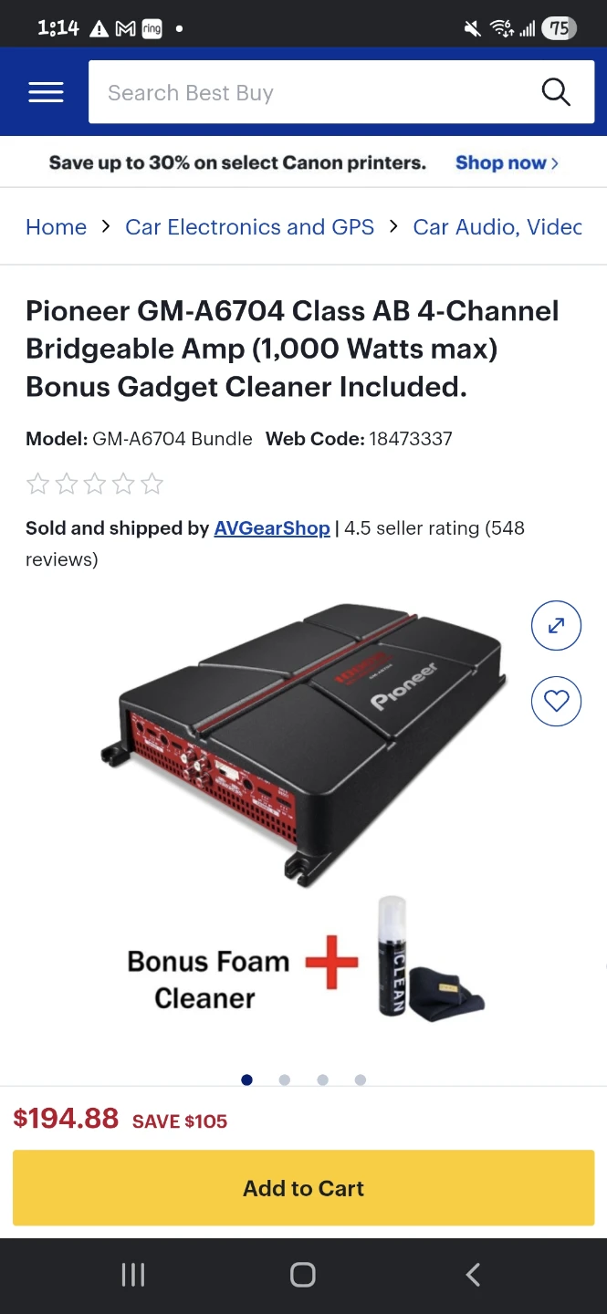 Pioneer GM-A6704 4-Channel Amplifier